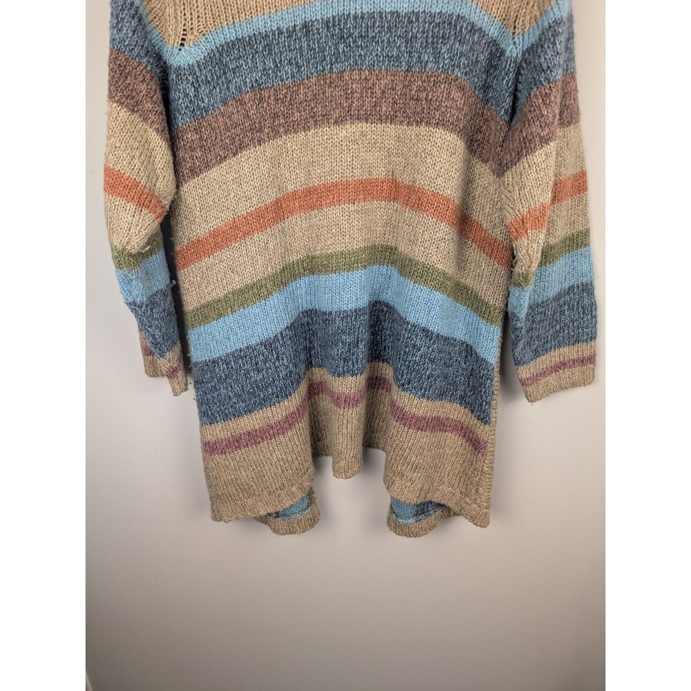 LIZ CLAIBORNE Acrylic Open Front Cardigan Sweater Size 1X Multicolor Stripes - Picture 8 of 10